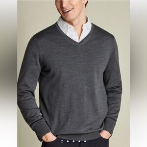Mens Hart Schaffner Marx Pullover V-Neck Sweater Grey XLT- X-Large tall